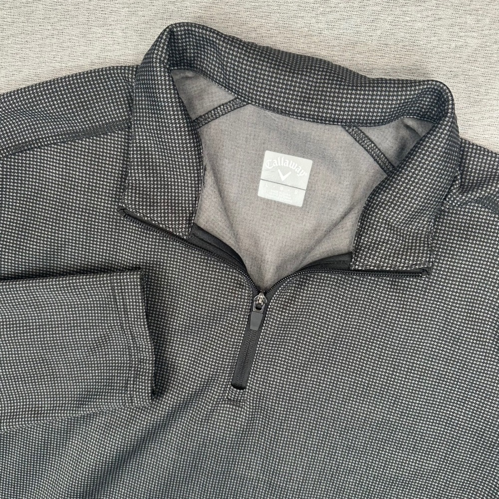 Callaway 1/4 Zip Pullover Mens Large Black Houndstooth Fleece Jacket Manheim TX